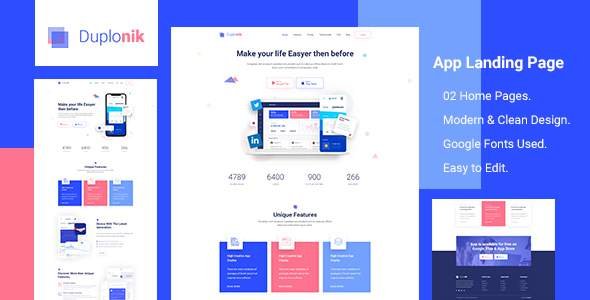 Duplonik - App Landing Page PSD Template TFx Narek Cyrus