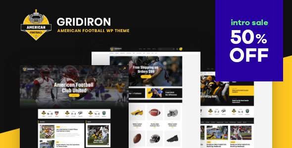 Gridiron  American Football amp NFL Team WordPress Theme TFx