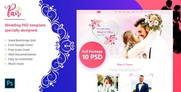 Pair - Wedding PSD Template TFx PSDTemplates Ambrose Jo
