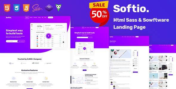 Softio - Saas amp Software Landing Page TFx