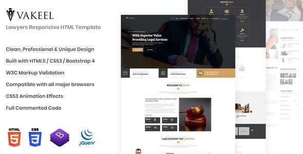 Vakeel - Lawyer HTML Template TFx SiteTemplates