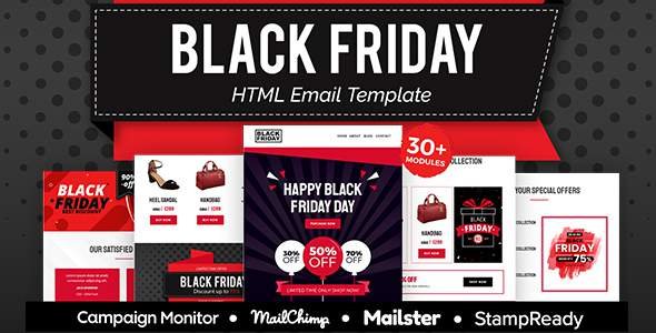 Black Friday sale - Multipurpose Responsive Email Template 30 Modules - Mailster amp Mailchimp TFx
