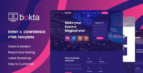 Bokta - Event amp Conference HTML 5 Template TFx