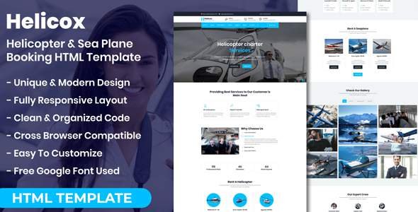 Helicox - Helicopter amp Sea Plane Booking HTML Template TFx