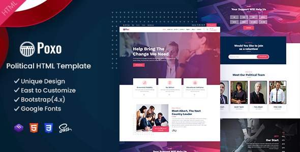 Poxo  Political Campaign HTML Template TFx