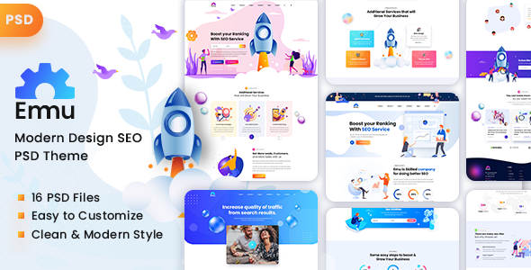 Emu - SEO Digital Marketing Agency TFx PSDTemplates