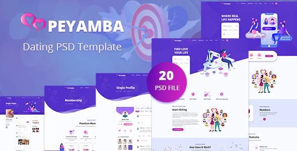 Peyamba - Dating Website PSD Template TFx