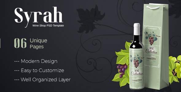 Syrah - Wine Shop PSD Template TFx PSDTemplates