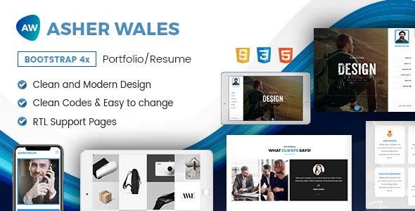 AW  Personal  Portfolio  Resume One Page HTML5 Template TFx