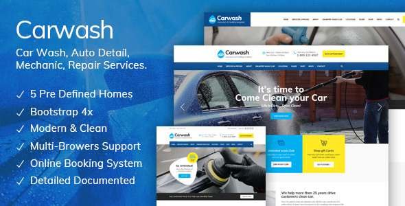 Car Wash - Auto Detail Mechanic amp Repair Services HTML5 Template TFx