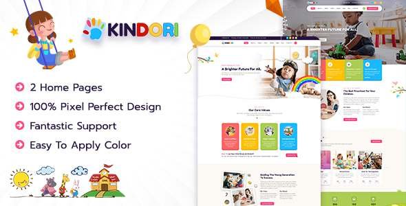 Kindori - Kids amp Kindergarten School PSD Template TFx