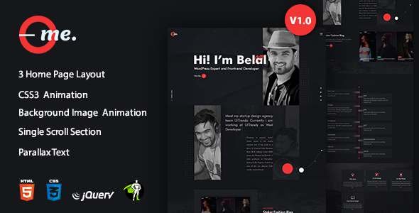 onlyMe - One Page Personal Portfolio TFx