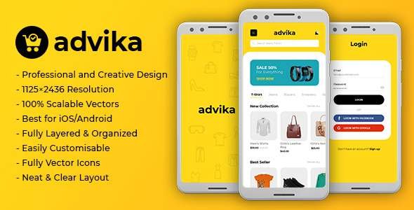 Advika  Ecommerce Mobile App UI TFx PSDTemplates