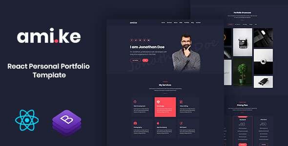 Amike - React Personal Portfolio Template TFx