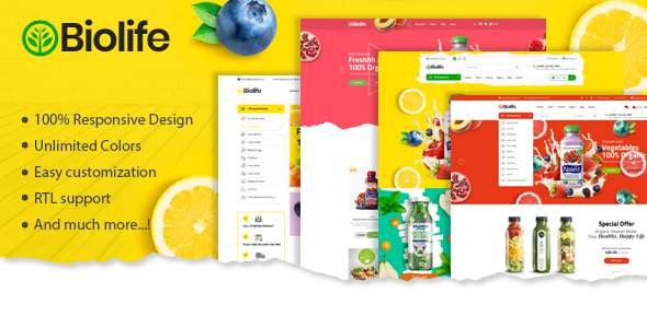 Biolife - Organic Food Magento 2 Theme  RTL Supported TFx