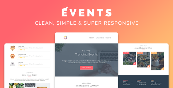 Events Responsive Multipurpose Email Template TFx