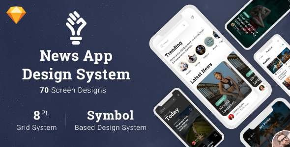 News App Design System in Sketch TFx