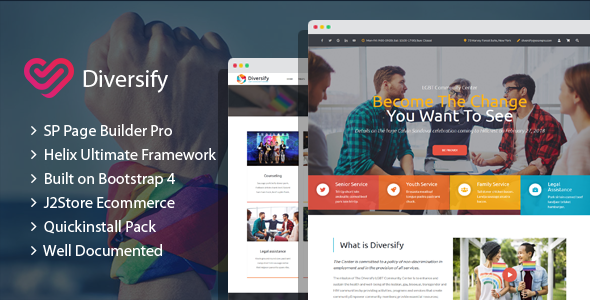 Diversify - LGBT Community Joomla Template With Page Builder TFx