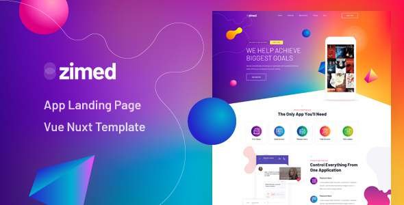 Zimed - Vue Nuxt App Landing Page Template TFx