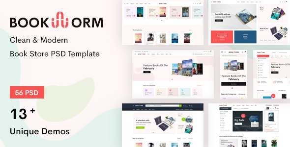BookWorm - Clean amp Modern Book Store PSD Template TFx