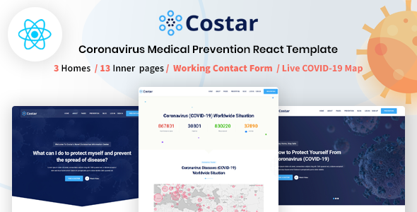 Costar - React Coronavirus Medical Prevention Template TFx