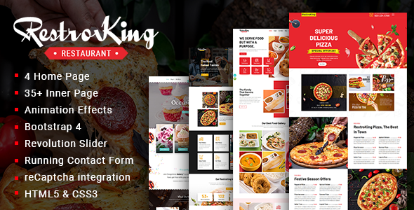 RestroKing - Cake Pizza amp Bakery Bootstrap 4 Template TFx
