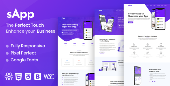 Sapp - React App Landing Page TFx SiteTemplates