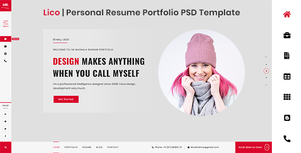 Lico  PersonalPortfolioResume Template TFx
