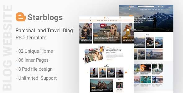 Starblogs - Personal and Travel Blog Psd Template TFx