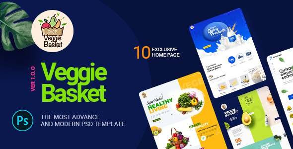 VeggieBasket  A Online Vegetable Fish Meat Dairy Product and Winemakers PSD Template TFx