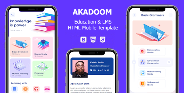 Akadoom - Education amp Online Courses Mobile Template TFx