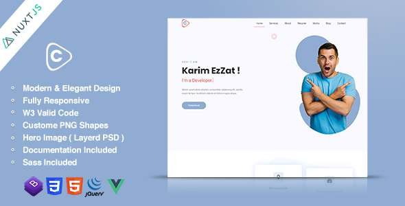 Cobra - Vue Personal Portfolio Template TFx