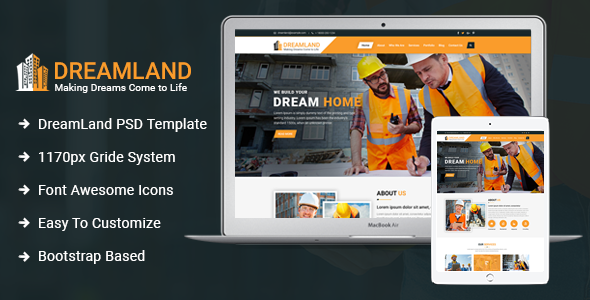 Dreamland - Construction PSD Template TFx
