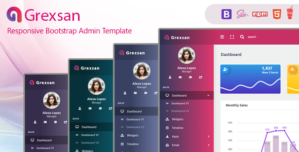 Grexsan - Bootstrap 4 Admin Dashboard Template TFx