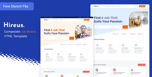 Hireus - Job Board HTML Template TFx SiteTemplates