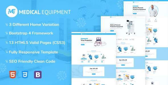 Medical Equipment - PPE Kit Reseponsive HTML Template TFx