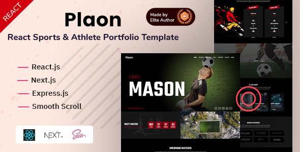 Plaon - React Sports amp Athlete Portfolio Template TFx