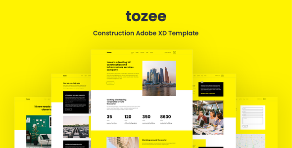 Tozee - Construction Adobe XD Template TFx