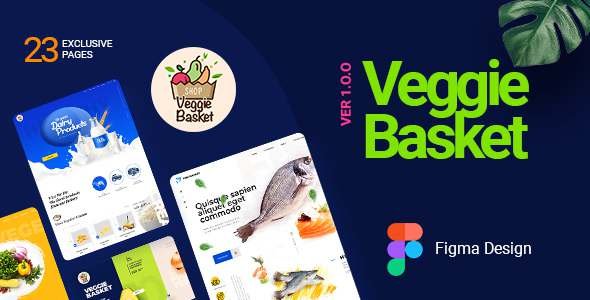 VeggieBasket  A Online Vegetable Fish Meat Dairy Product and Wine Shop Figma Template TFx