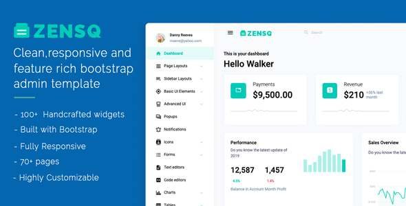 Aqua UI - Bootstrap HTML Dashboard Template TFx
