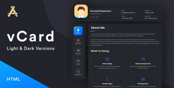 vCard3  Resume  CV  vCard  Portfolio TFx