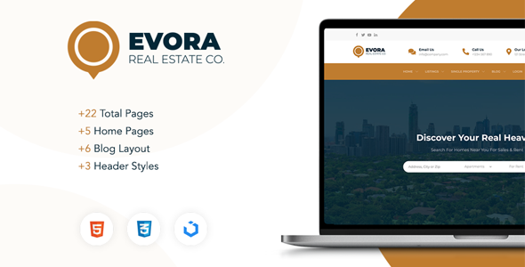 Evora - Real Estate HTML Template TFx SiteTemplates