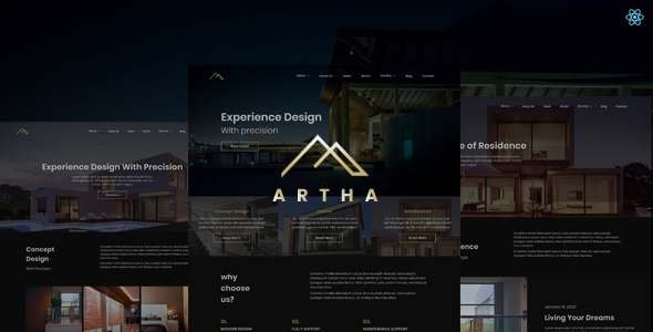 Artha - React Interactive Interior Template TFx