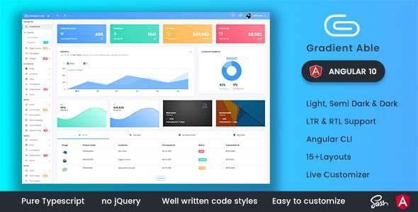 Gradient Able Angular 10 Admin Dashboard TFx