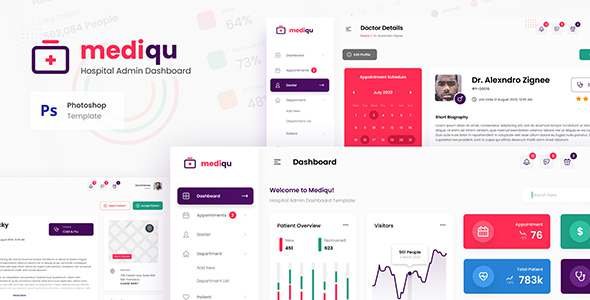 Mediqu - Hospital Admin Dashboard UI Template PSD TFx