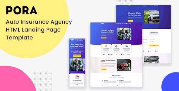 Pora - Auto Insurance Agency HTML Landing Page Template TFx