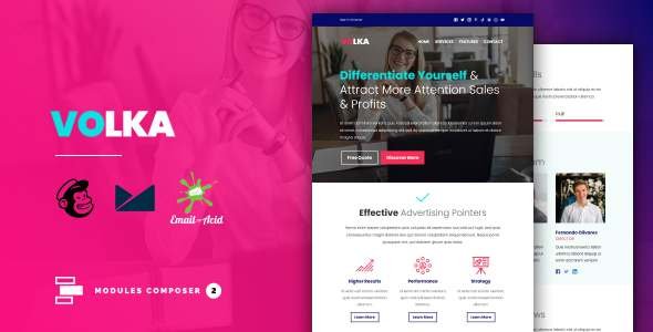 Volka - Responsive Email for Agencies Startups amp Creative Teams with Online Builder TFx