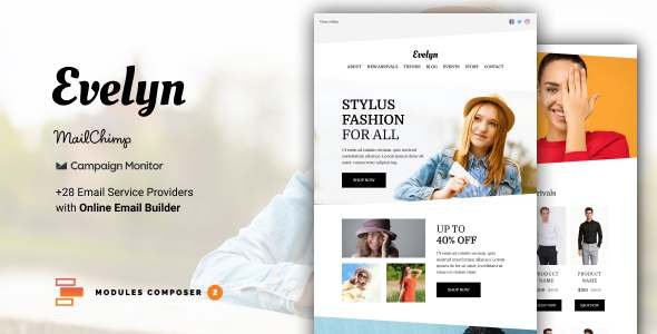 Evelyn - E-commerce Responsive Email for Fashion amp Accessories with Online Builder TFx