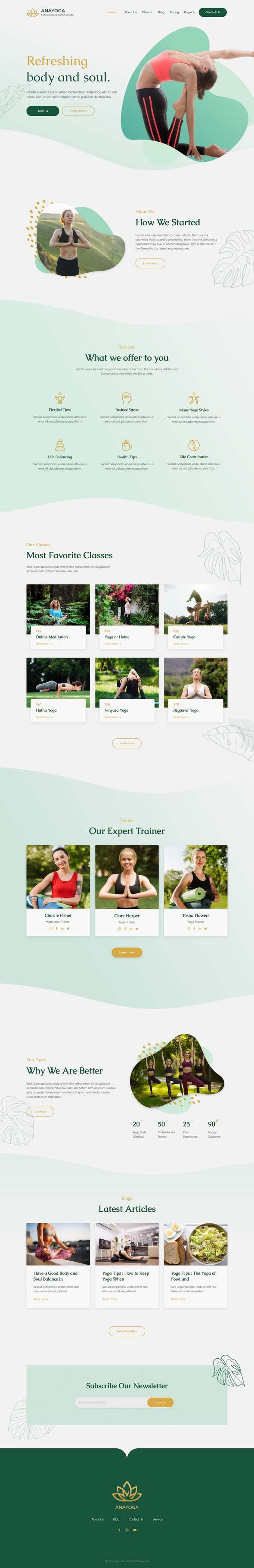 Anayoga - Yoga Teacher amp Studio Elementor Template Kit TFx