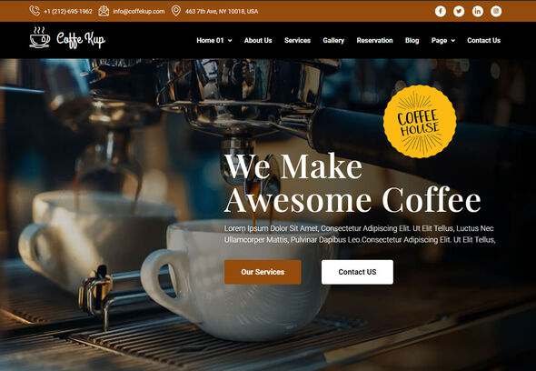 CoffeeKup  Cafe amp Coffee Shop Elementor Template Kit TFx